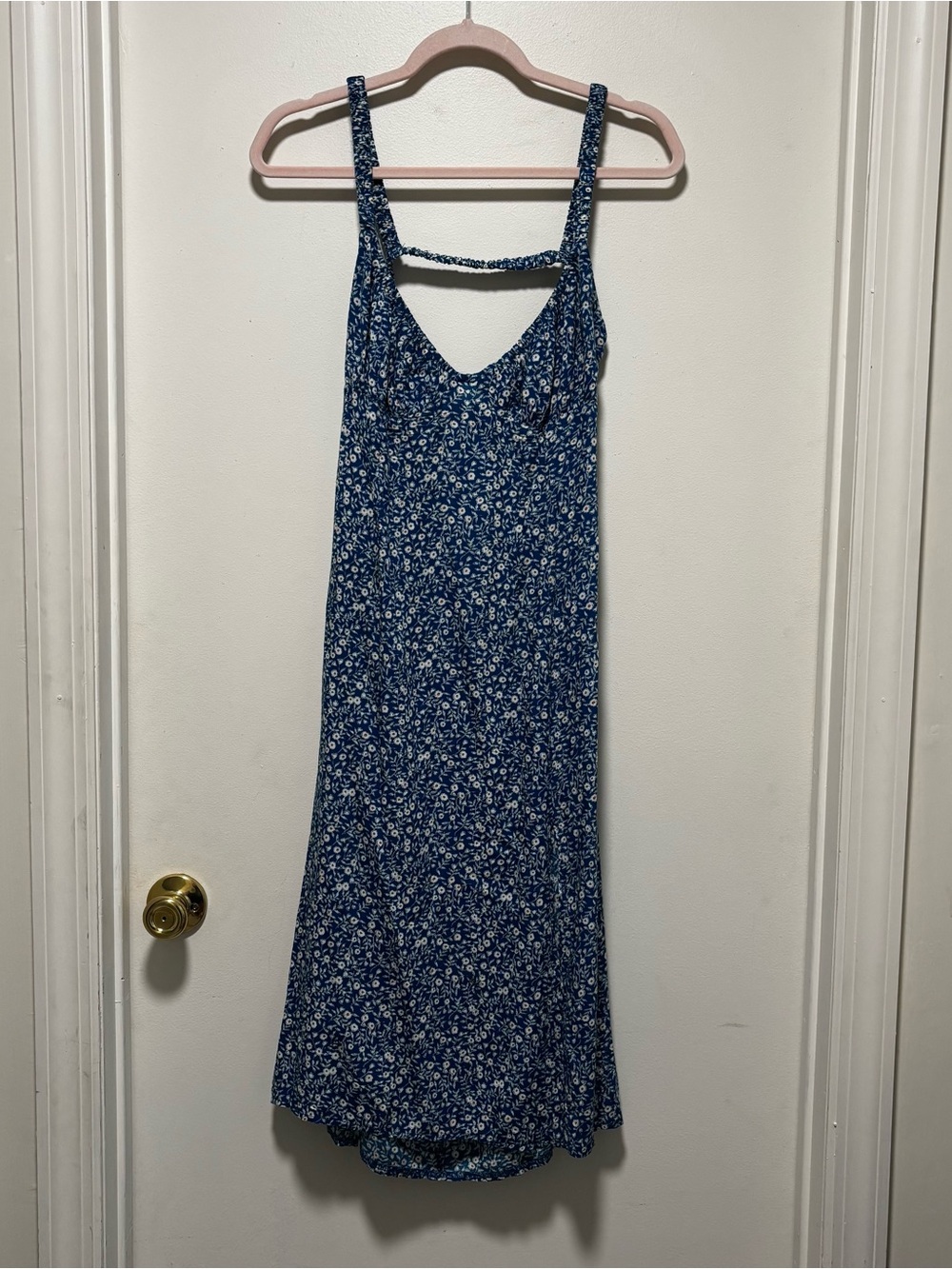 Princess Polly Blue Floral Midi Slip Dress backless rayon sz 8 summer whimsy